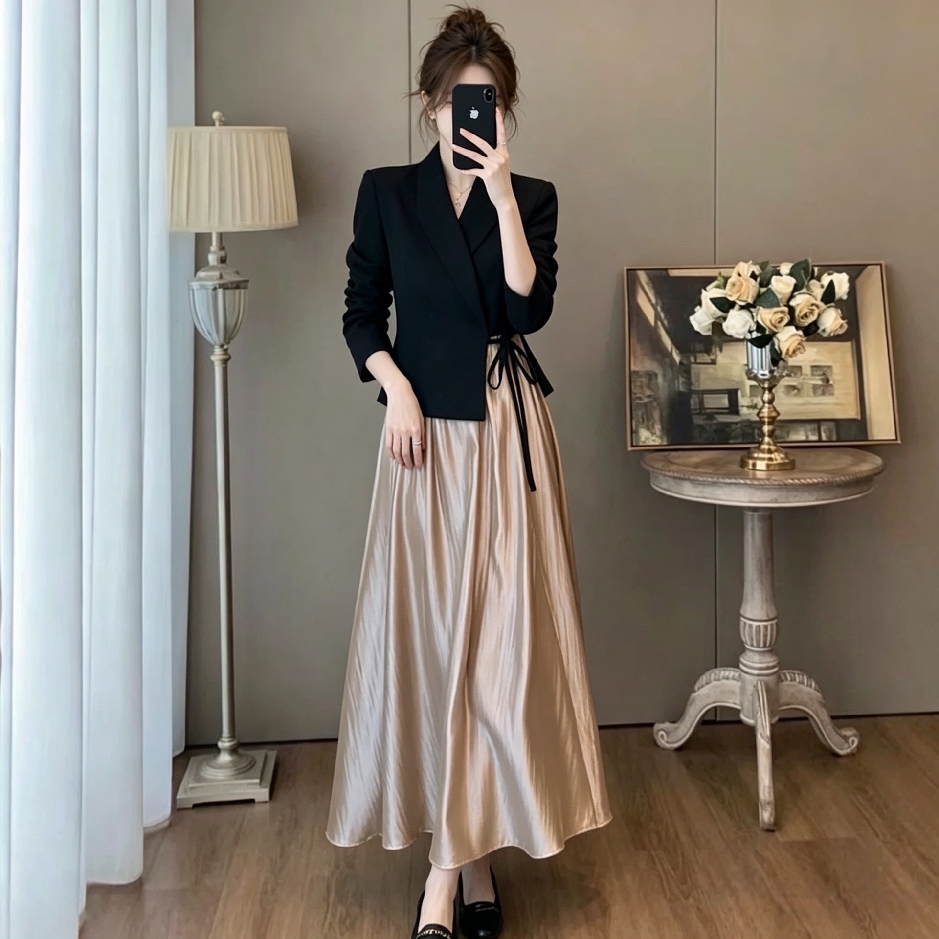 9106 Korean Style LUOZHIYIN Acetate Australian Wool Gentle Early Autumn Temperament Skirt Set