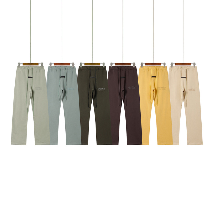 2023 autumn and winter New FOG double-line flocking printed letter fleece floating straight all-match foot sweatpants solid color