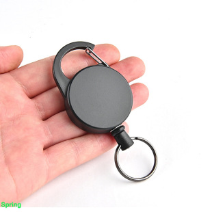 Outdoor plastic easy pull buckle easy pull high rebound retractable wire rope metal buckle anti-lost anti-theft keychain