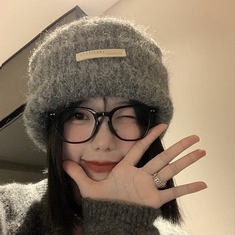 韩版冬季帽子女款加绒保暖针织毛线帽大头围包头帽高级感护耳冷帽|undefined