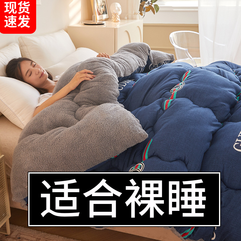 Thickened 5kg Lamb Wool Quilt Winter Quilt Air Conditioning Quilt Winter Velvet Cotton Quilt Dormitory Single and Double Quilt Core Spring & Fall Bedding