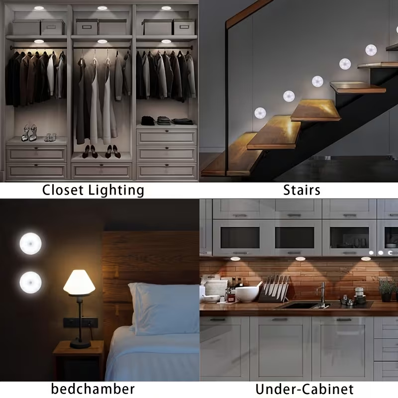 3 piezas de redonda simple lámpara de inducción humana enchufe LED lámpara de cabezal de cama pasillo dormitorio lámpara de noche de inducción humana