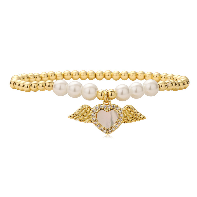 25g Weight Copper Pendant Material Zircon Inlay Material Bracelets Classification Copper Chain Material 1 Piece Quantity Outdoor, Shopping Occasion Copper Material Heart Shape, Wings Pattern Unisex Gender Inlay Design Copper Lady Inlay Heart Shape Wings Zircon Bracelets 9
