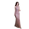 Hanging Neck Celebrity Design Feeling Fishtail Sequin Dress