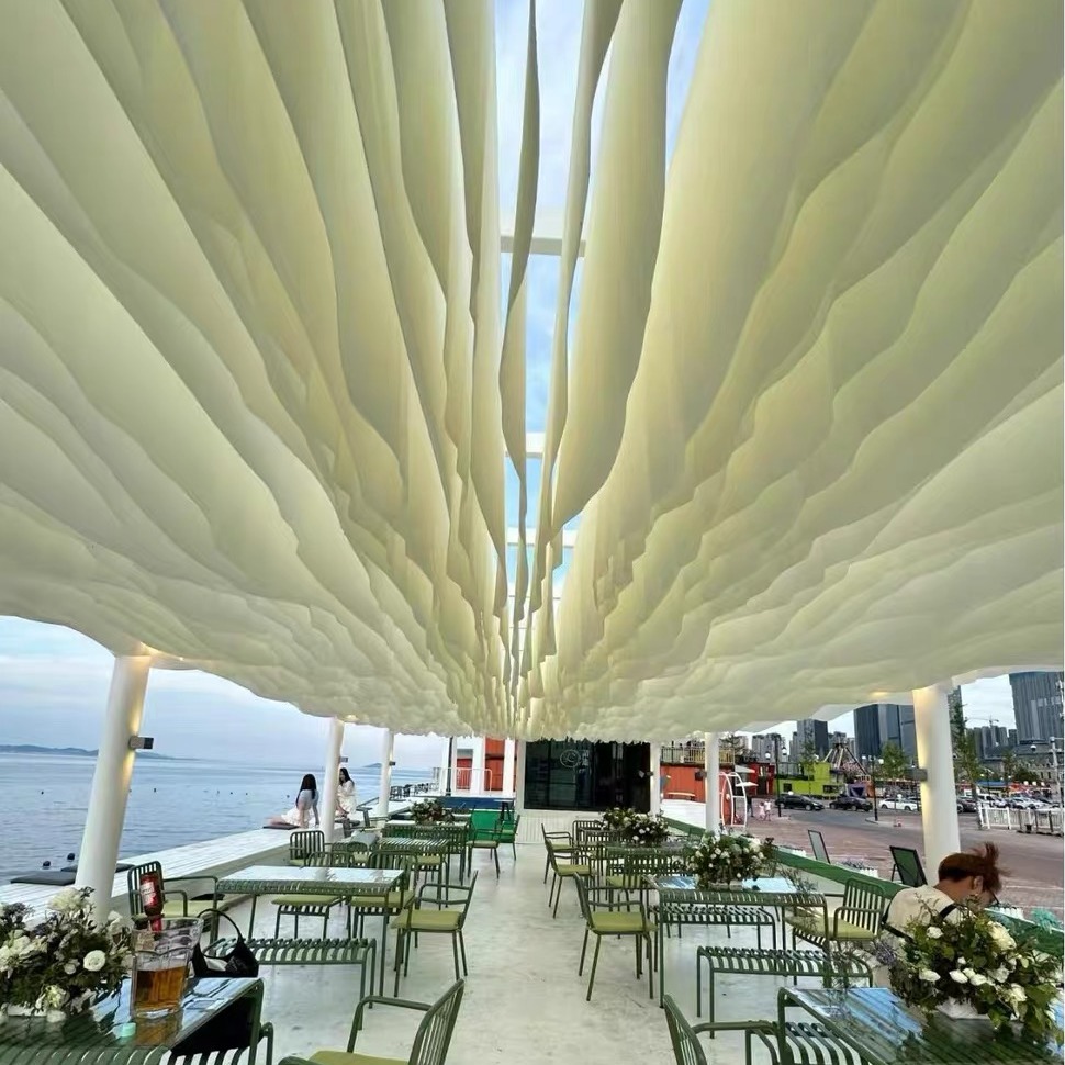 Red red cortina de aire cortina de techo cortina de tela al aire libre restaurantes residenciales decoración cortina de aire cortina de hotel escénico cortina de aire ondas cortina de tela