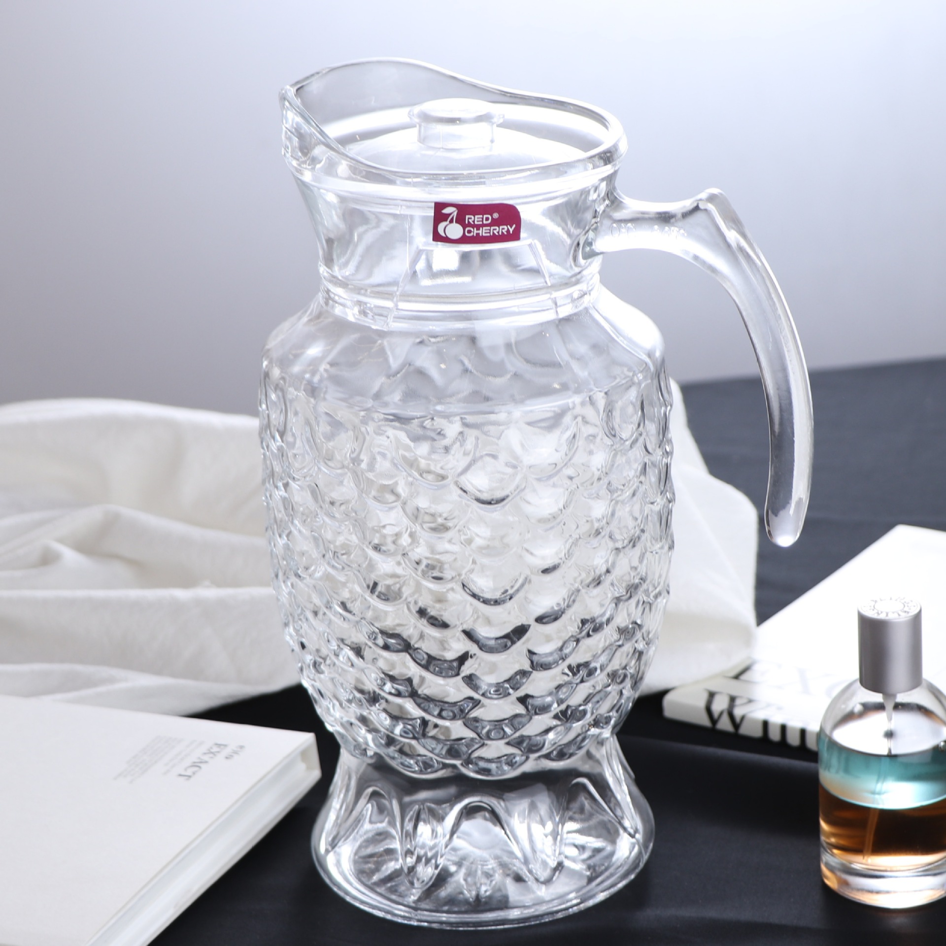 1.8L sirena agua fría tetera de vidrio de gran capacidad tetera con tapa tetera de jugo fría blanca tetera de té especial para barra