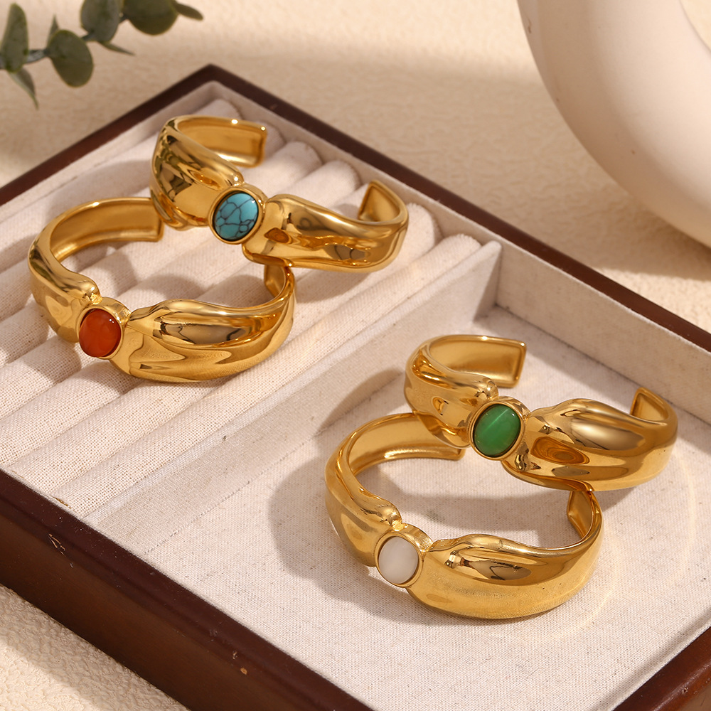 Asymmetrical Stainless Steel Open Bracelet