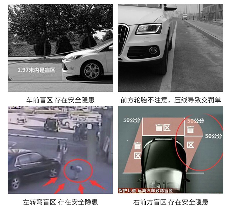 Car Front and Rear Wheel Blind Spot Mirror, Small Round Mirror in Front of the Car, 360-Degree Right Side Front Wheel Mirror, Multifunctional Reversing Mirror, Blind Spot