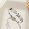 Bracelet stainless steel, zirconium with letters, trend fashionable jewelry, four-leaf clover, English letters, micro incrustation, Japanese and Korean