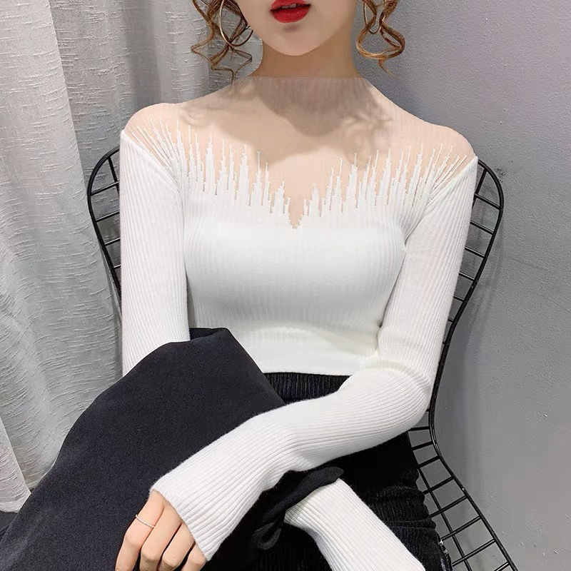Hepburn-Inspired Chiffon Thin Knit Sweater 2022 Autumn and Winter New Fashion Design Sexy Short Sweater for Women Hepburn-Inspired Chiffon Thin Knit Sweater 2022 Autumn and Winter New Fashion Design Sexy Short Sweater for Women