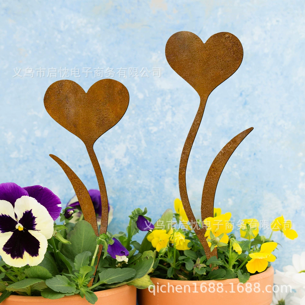 Европейский стиль сада ржавый кованый ремесло животное птица вставка садовый двор вставка парковая цветочная корзина пень