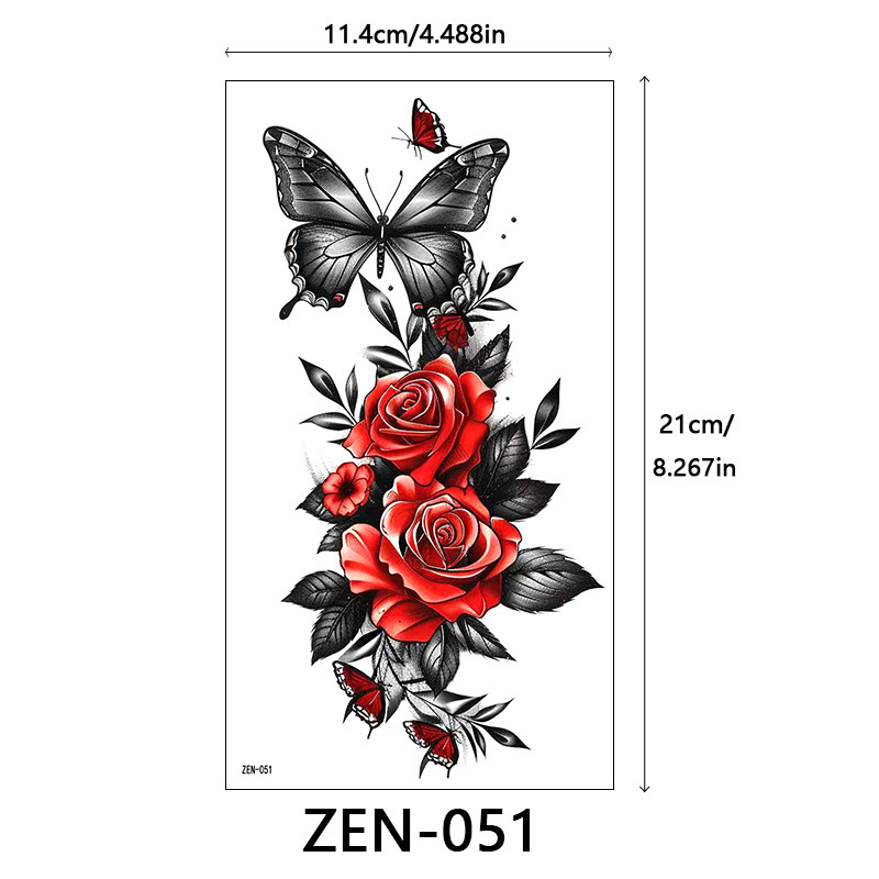 新品跨境 ZEN小全臂纹身贴半臂纹身贴动物花朵万圣节纹身贴tattoo|undefined