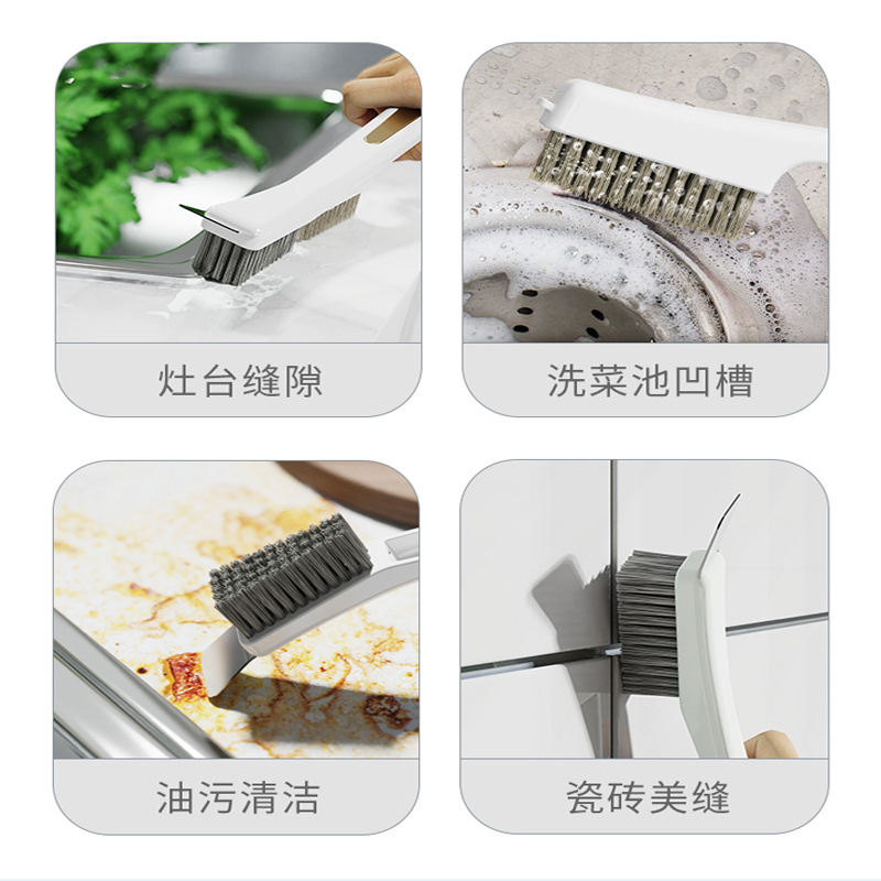 Cepillo de limpieza para estufa de gas de cocina, artefacto de limpieza multifuncional, cepillo pequeño para descontaminación de huecos, cepillo de alambre, cepillo de mango largo