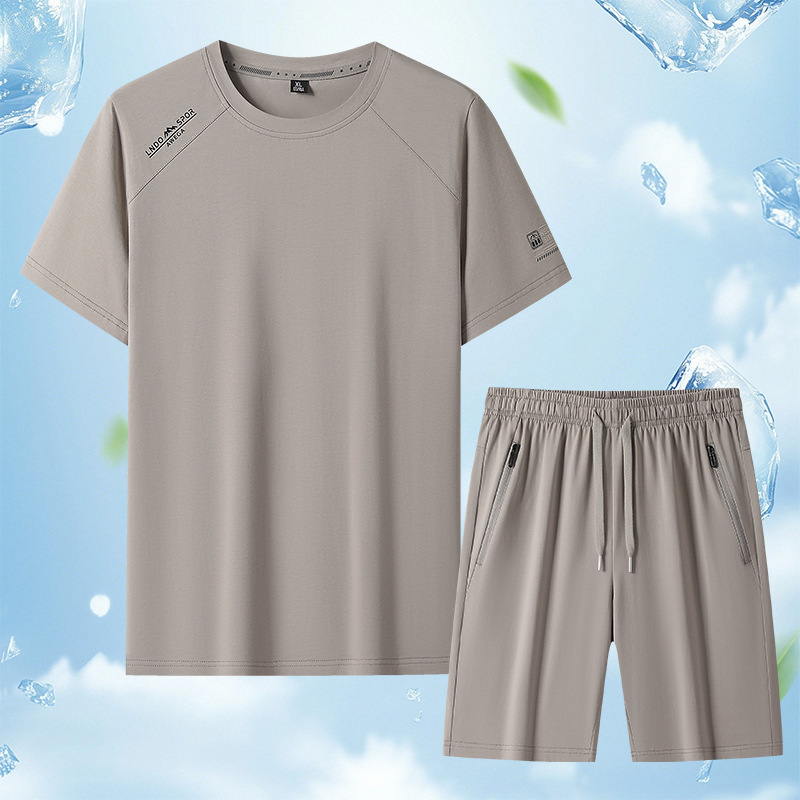 High-Quality Pure Cotton Men's Summer Casual Sports Suit 2026 New Style with Shorts and Short-Sleeved T-Shirt Two-Piece Set