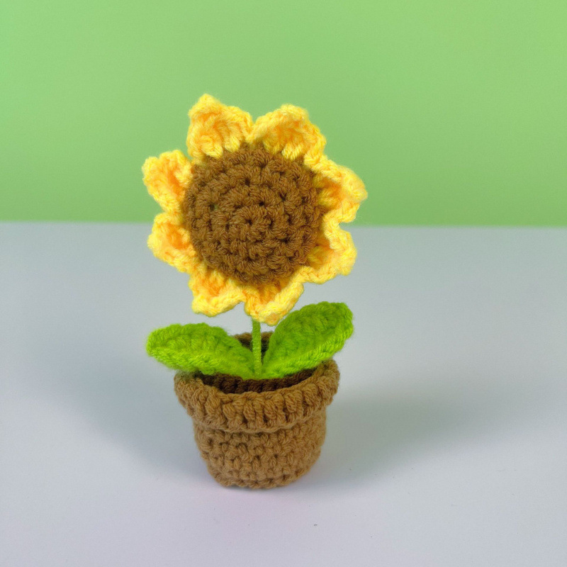 Lama tejida transfronteriza terminada, amor, planta en maceta, decoración de escritorio de estudio de flores artificiales, día de San Valentín, Navidad
