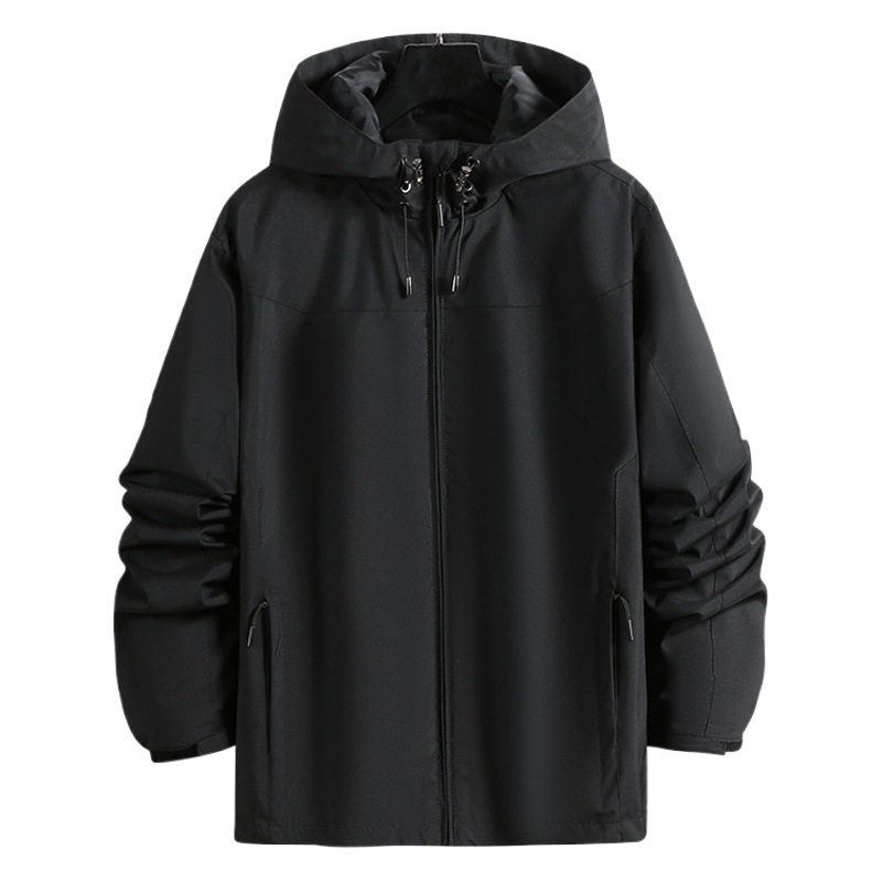 Upgraded Version of Waterproof Fabric Jacket Single Layer Hooded Pure Color Group Purchase Odorless Windproof Jacket Personalized Development