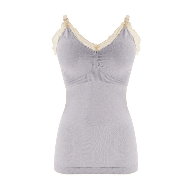 Long elastic top with cups for breastfeeding, postpartum lace bra for pregnant, silk body-friendly underwear, plus size
