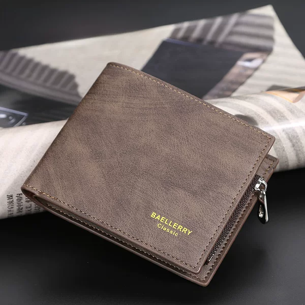 baellerry Men's Short Wallet Multi-Card Two-Fold Leather Coin Purse Horizontal Fashion Wallet Bag Card Bag