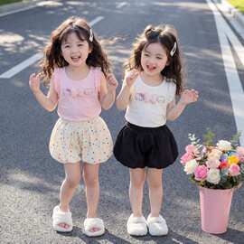 2026夏装女童可爱简约无袖可爱上衣t恤女宝宝夏季修身百搭T恤潮