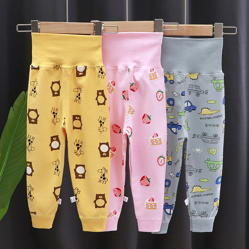Autumn children pure cotton high-waisted pants baby tummy pants winter leg warmers for newborns, unisex baby leggings