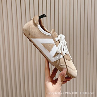 In-Stock Top-Quality Genuine Leather Women's Retro Commuting Flat Sneakers Celebrity Style Casual Shoes