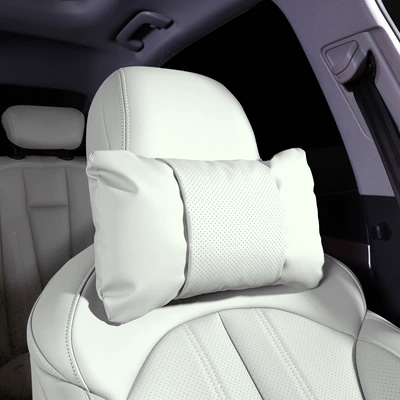 Model 3 special white lumbar – Waist support - 1-piece-headrest-off-white-nappa-leather-for-comfort-and-stress-relief