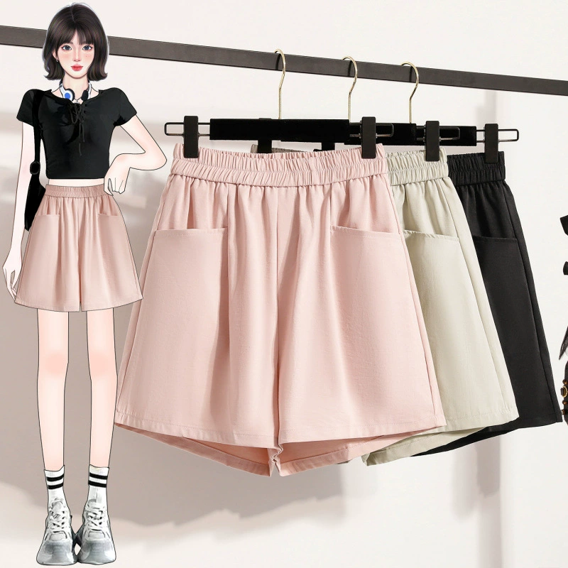 Женские летние тонкие новые свободные повседневные шорты с высокой талией и широкими штанинами