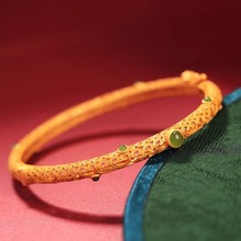 新款祥云如意手镯复古银色宫廷风复古国风碧玉传承古法鎏金色手环