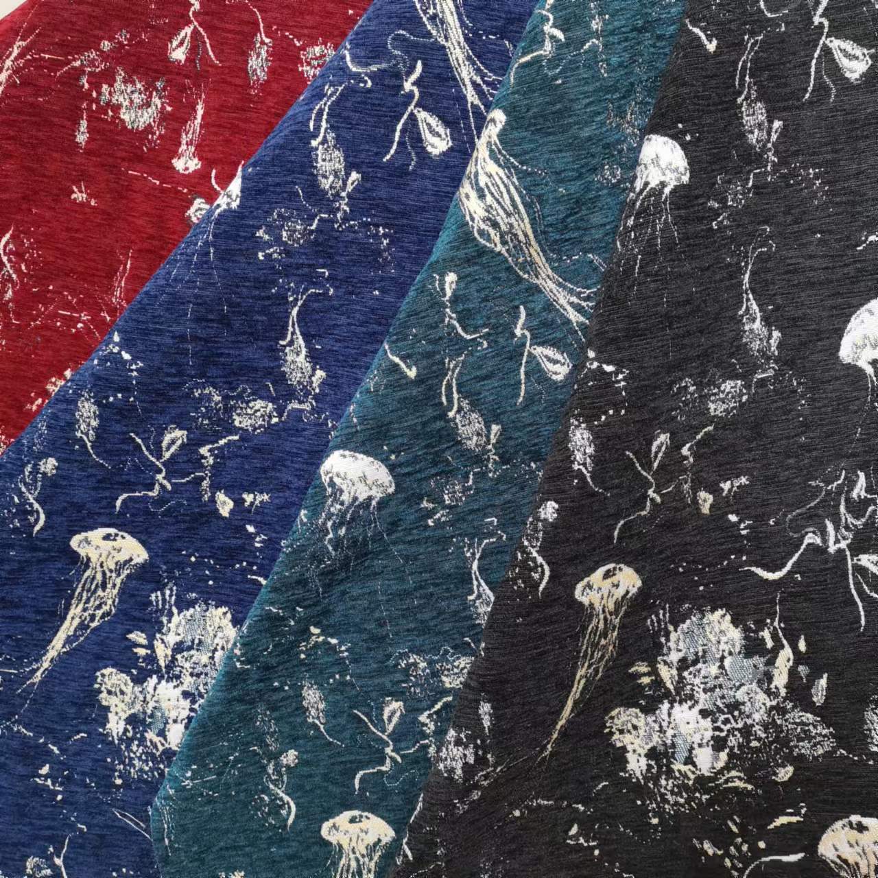 秋冬新款雪尼尔水母色织提花厚实挺括纹理清晰连衣裙外套箱包沙发