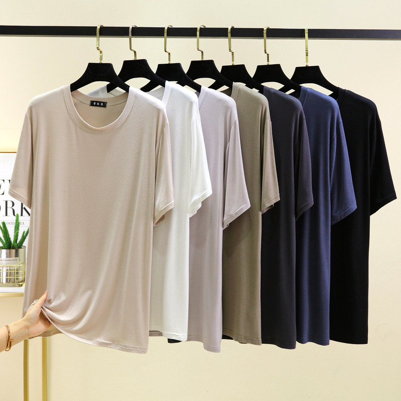 Modal Crewneck Short-sleeved T-shirt Summer Short Loose Casual Simple Men's Short-sleeved T-shirt Loose Crewneck New Style Modal Crewneck Short-sleeved T-shirt Summer Short Loose Casual Simple Men's Short-sleeved T-shirt Loose Crewneck New Style