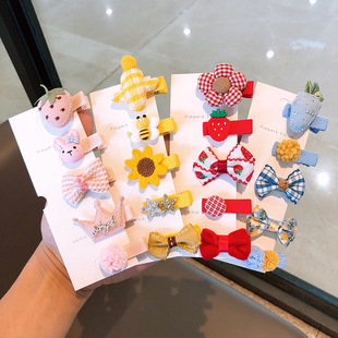Korean Style Children's Hair Accessories Spring and Summer Fruit Cartoon Hairpin Girls' Hair Accessories Set Baby Flower Bag Cloth Clip Card Clip