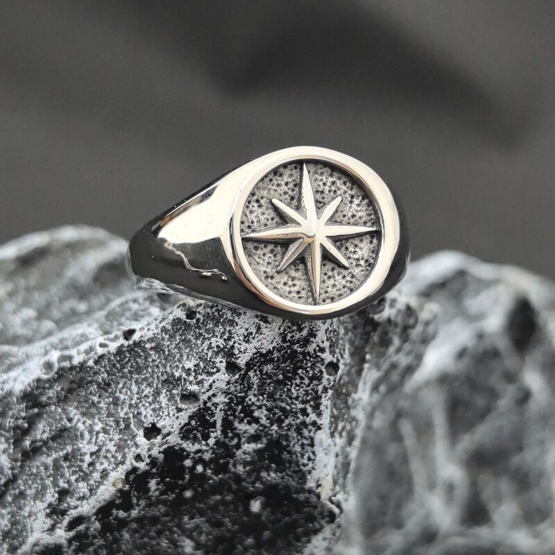 Douyin淘宝網越境供給レトロ米字型パーソナライズチタン鋼リング鋳造アクセサリー八芒星リング卸売|undefined