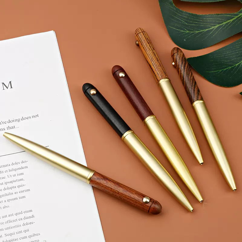 现货黄铜檀木签字笔商务签单高档宝珠笔复古黑色送礼