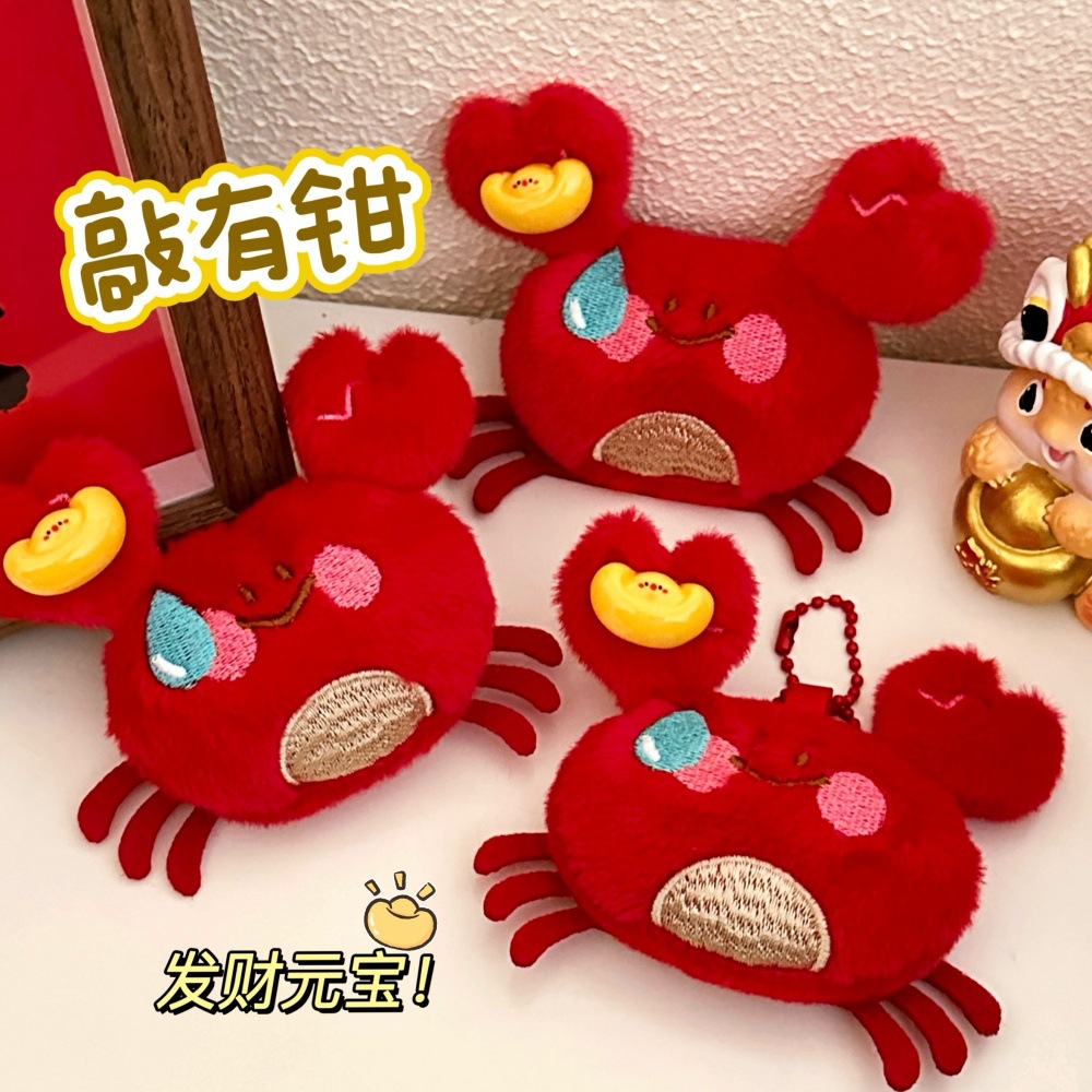 Muñeca de peluche de Año Nuevo colgante creativo con pinzas de pinzas de muñeca de cangrejo bolsas accesorios