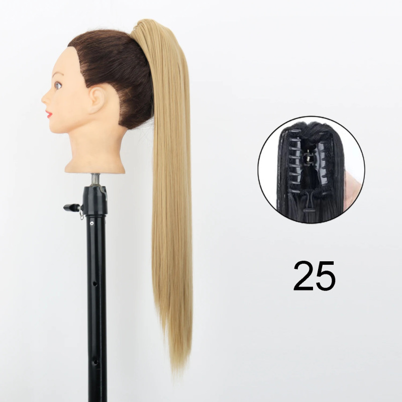 22inch 爪クリップストレートヘアポニーテール化学繊維かつら女性ロングストレートふわふわハイポニーテール|undefined