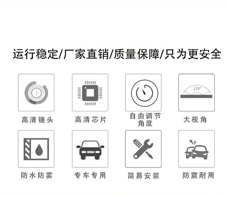Car Reversing Radar Three-In-One Visual Reversing Radar Camera Reversing Image All-In-One Machine with Beeping Sound