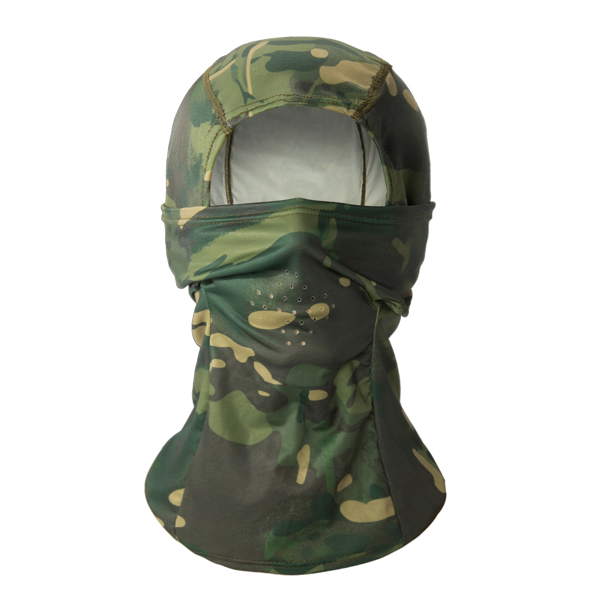 Camuflaje camping al aire libre pesca al aire libre máscara de secado rápido casco de viaje gorro interior orificio fresco y transpirable cubierta de seda de hielo