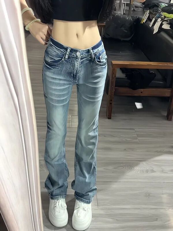 American Style Spicy Low-Rise Straight-Leg Slim Jeans for Women, Autumn New Slim-Fit Versatile Long Pants