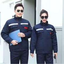 冬季劳保小拉链活套一体棉服工作服工程防寒保暖棉袄批发免费印字