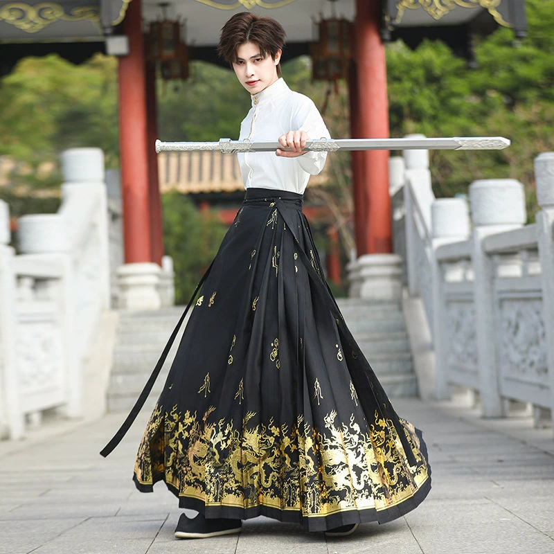 Китайский стиль позолоченный дракон юбка с лапшой