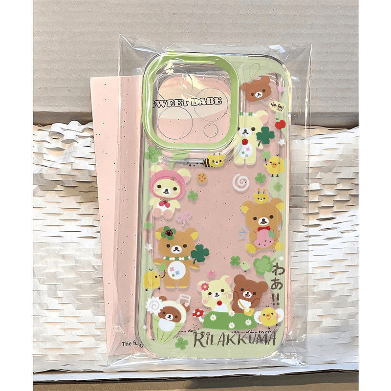 Four-Leaf Clover Rilakkuma Suitable for Apple 16Plus Mobile Phone Case Iphone15Promax New 14/13/12/1