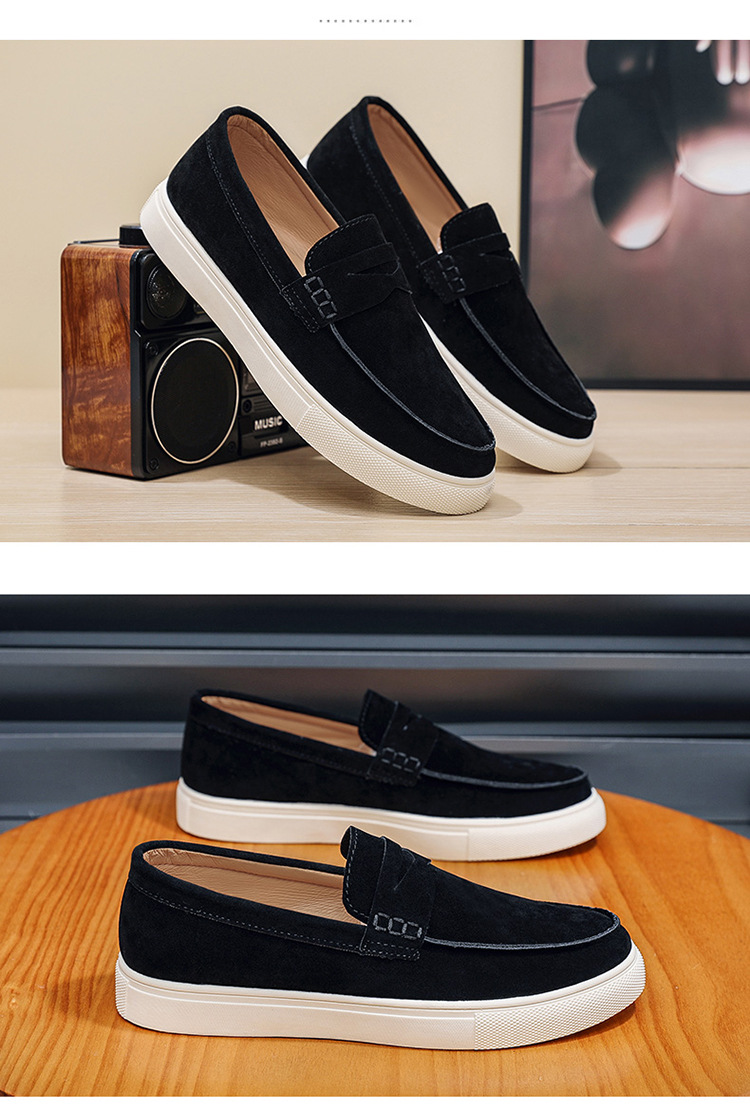 Suede Men's Board Shoes Are Comfortable And Breathable, One-pedal Loafers, Hand-stitched Thick-soled Versatile Shoes, And One Free Pinch Music._vogvips.com