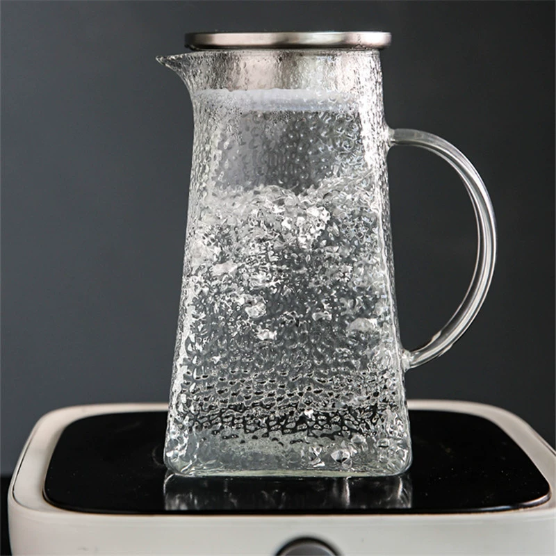 Glass capacious teapot, square tea, increased thickness