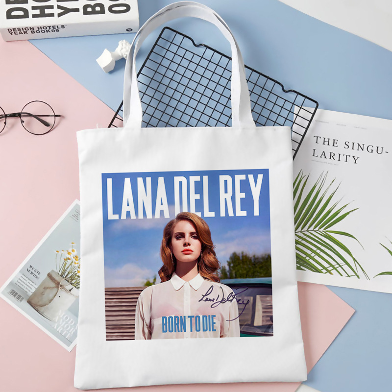 Comercio exterior transfronterizo Lana Del Rey impresa bolsa de lona Harajuku bolsa de hombro de moda estudiante bolsa de compras portátil