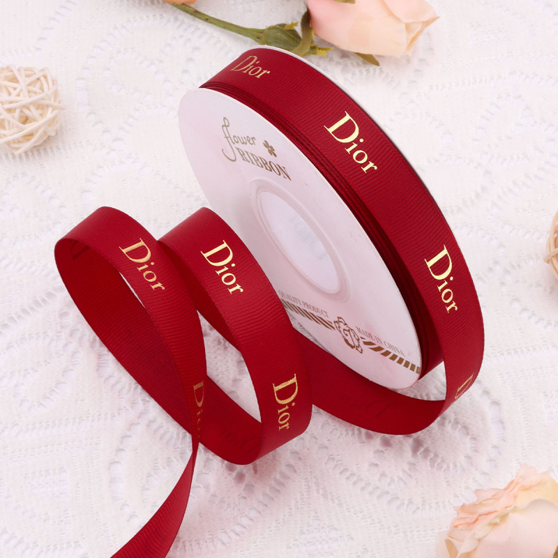 Net red English letter bronzing ribbon flower packaging material floral ribbon cake thread strap factory wholesale Net red English letter bronzing ribbon flower packaging material floral ribbon cake thread strap factory wholesale