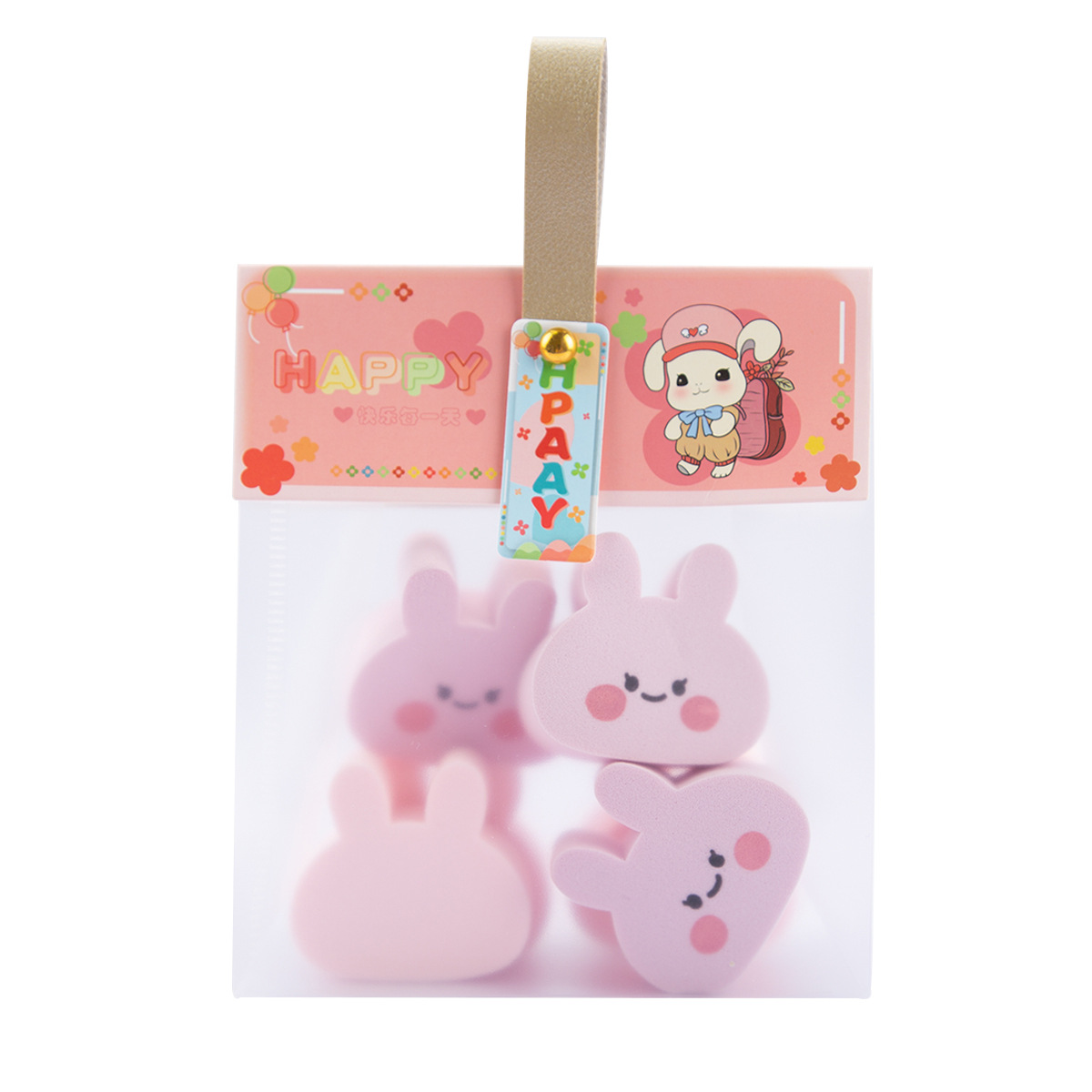 Nuevo conejito mojado y seco esponja puff maquillaje facial belleza herramientas Rosa 6 puff bolsas al por mayor