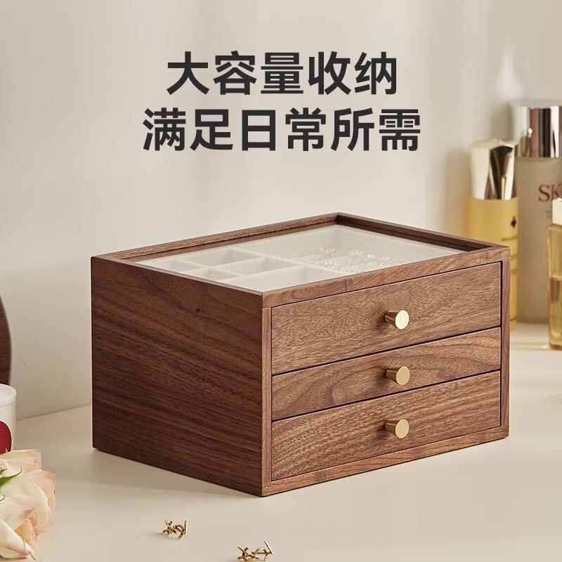 木製ジュエリーボックス、ガールフレンドへのハイエンドで絶妙なネックレスジュエリー収納ボックス、ギフトウェディングジュエリーレトロディスプレイボックス|undefined