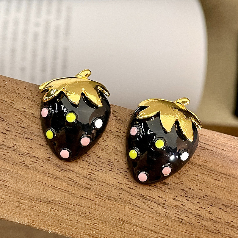 1 Pair Cute Strawberry Enamel Plating Alloy Ear Studs display picture 6