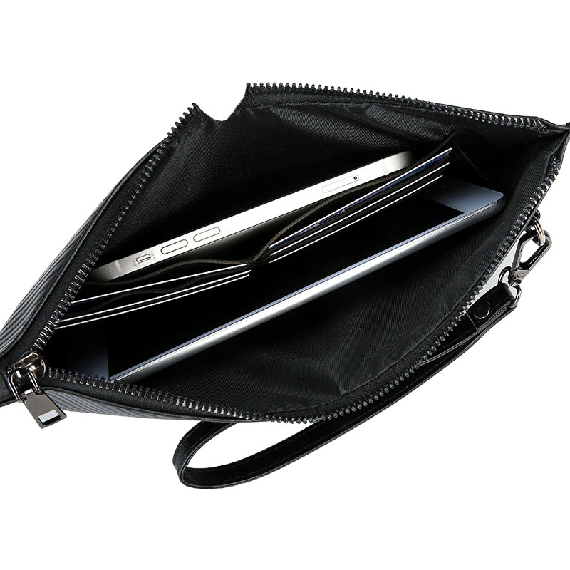 New Men's Clutch Bag Large Capacity Soft Leather Handbag Envelope Bag Trendy Clamp Bag Business Men's Bag Live Supply
