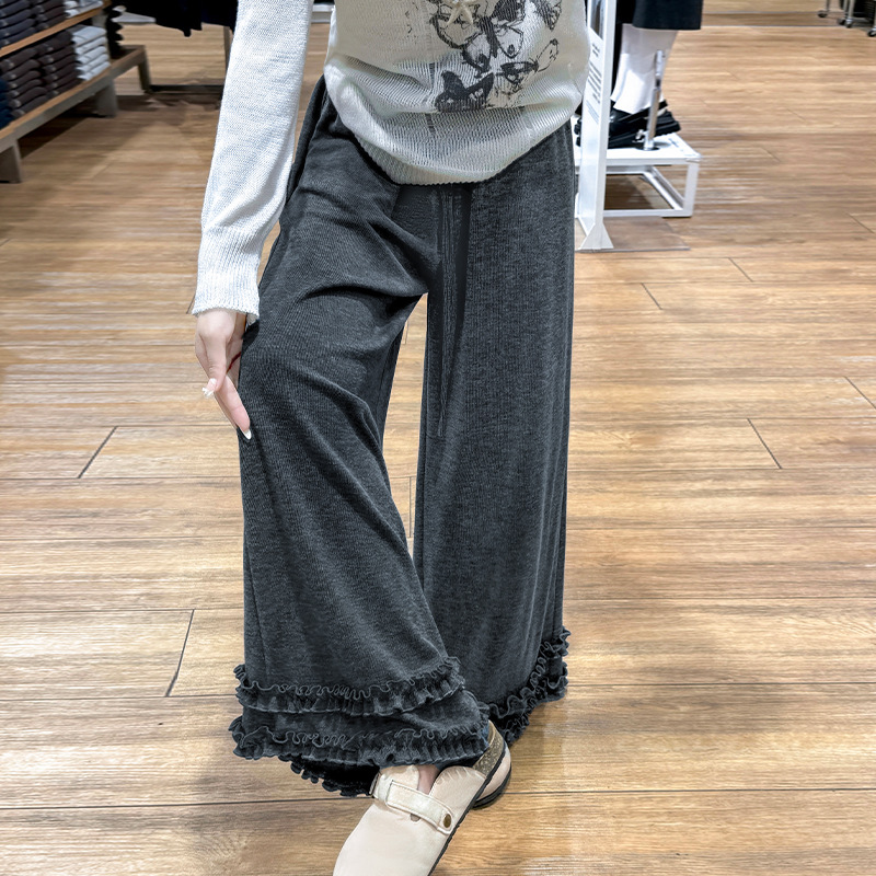 Korean-Style Lazy Wide-Leg Pants for Women, Spring and Autumn High-Waisted Slimming Versatile Loose Drape Straight Casual Pants